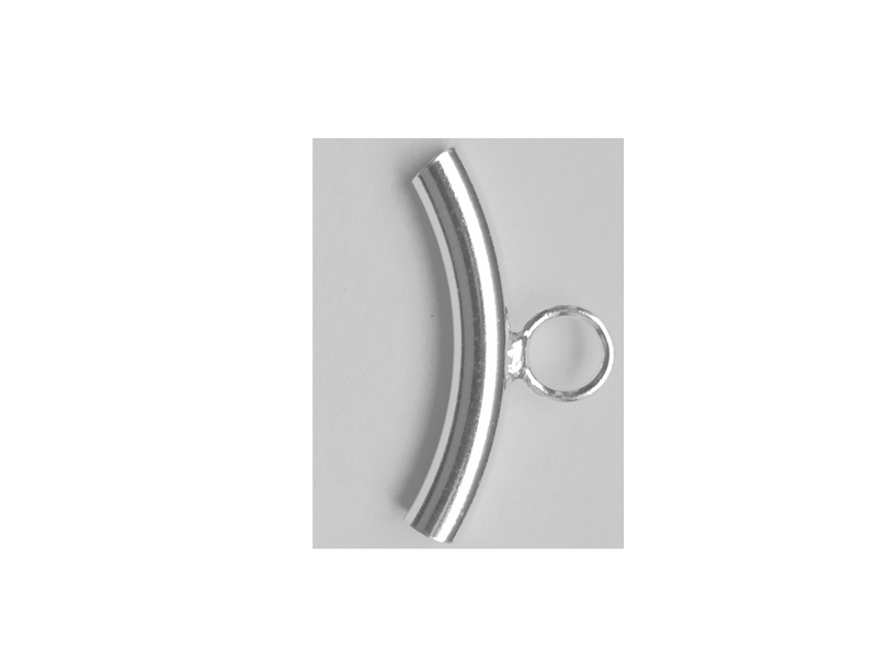 Tube rond courbé avec un anneau - en argent 925
