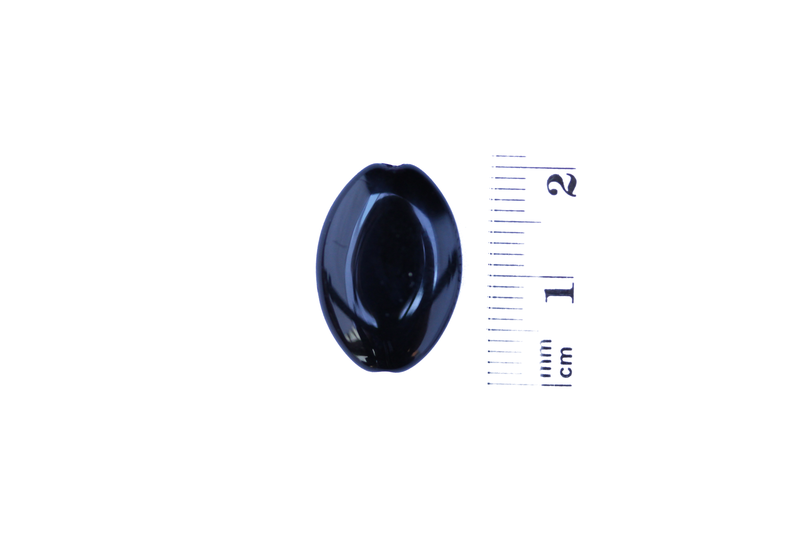 Perle en verre ovale plate - noir x 4