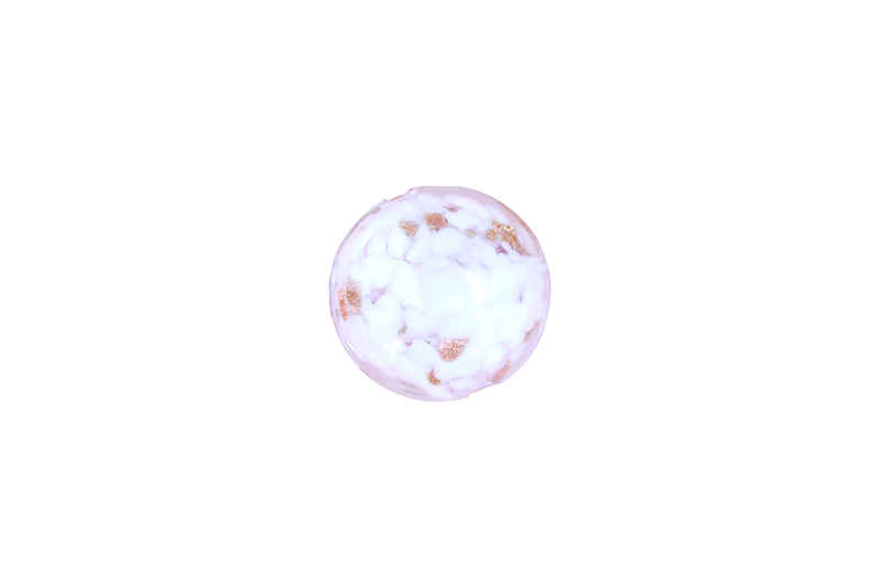 Perle en verre ronde - blanc transparente - tacheté doré blanc x 4