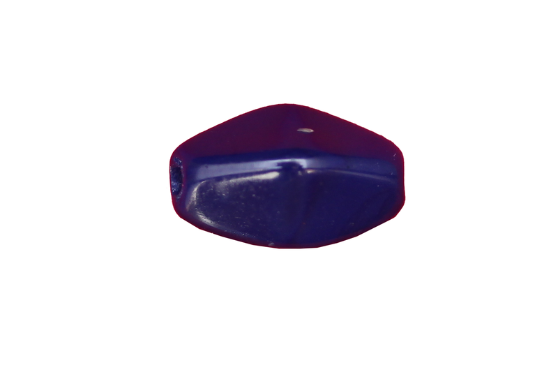 Perle en verre octogonale - bleu foncé x10