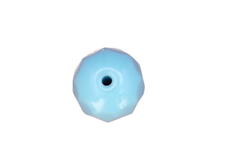 perle en verre ronde en forme de roue à facette - bleu clair x 10