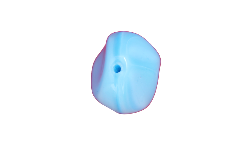 Perle en verre asymétrique - bleu clair x 4