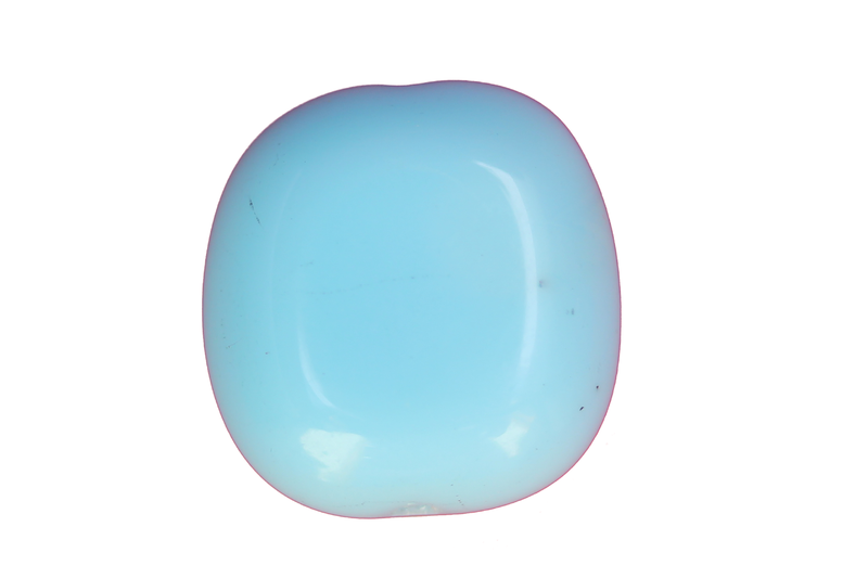 Perle en verre carrée plate - bleu clair x 4