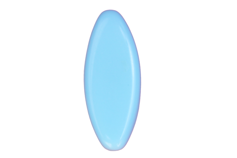 Perle en verre ovale - allongée aplatie - bleu clair x 4