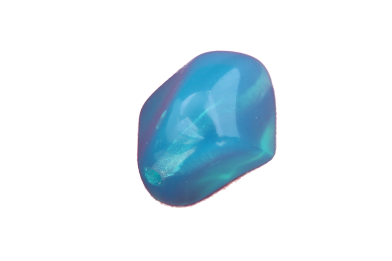 perle en verre asymétrique (osselet) - bleu turquoise x 4