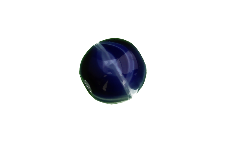 Perle en verre - ronde - bleu tigré foncé et clairx 10