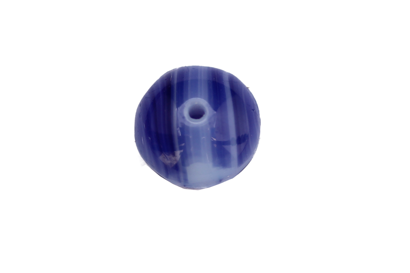 Perle ronde en forme de roue - bleu tigré foncé et clair x10