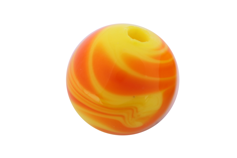 Perle en verre d'artisan -ronde - jaune feuille orange