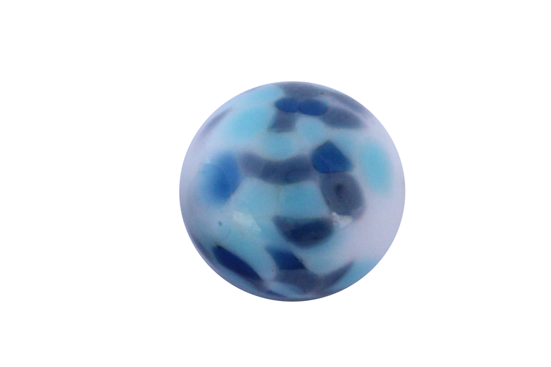 Perle en verre d'artisan -ronde - blanche différents pois bleu