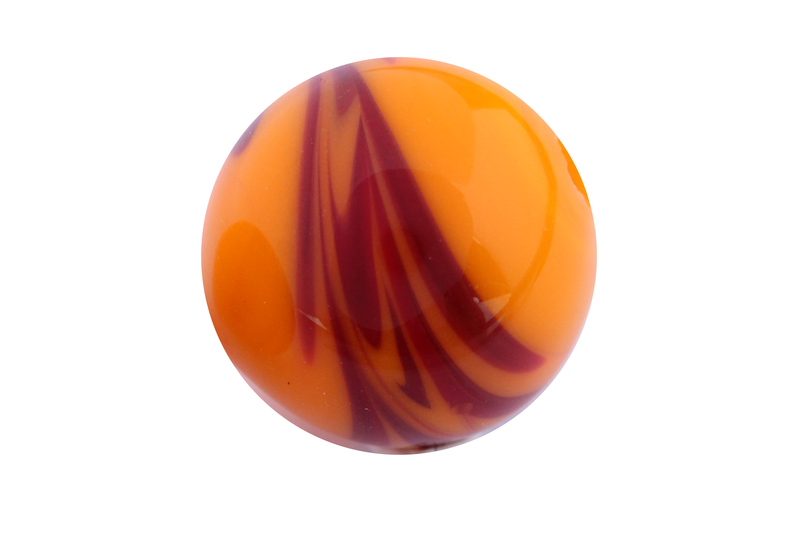 Perle en verre d'artisan -ronde - orange nuage bordeaux