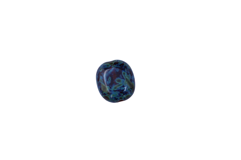 Perle en verre rectangulaire aplatie multi couleurs vert / bleu / brun x 4