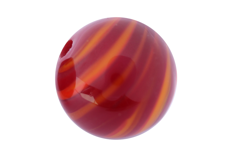 Perle en verre d'artisan -ronde - bordeaux - feuille orange
