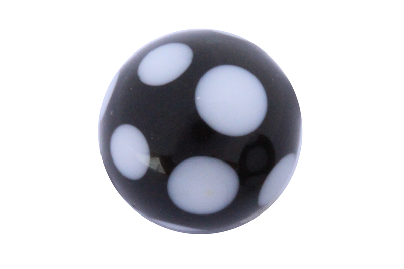 Perle en verre d'artisan -ronde - noir - pois blanc