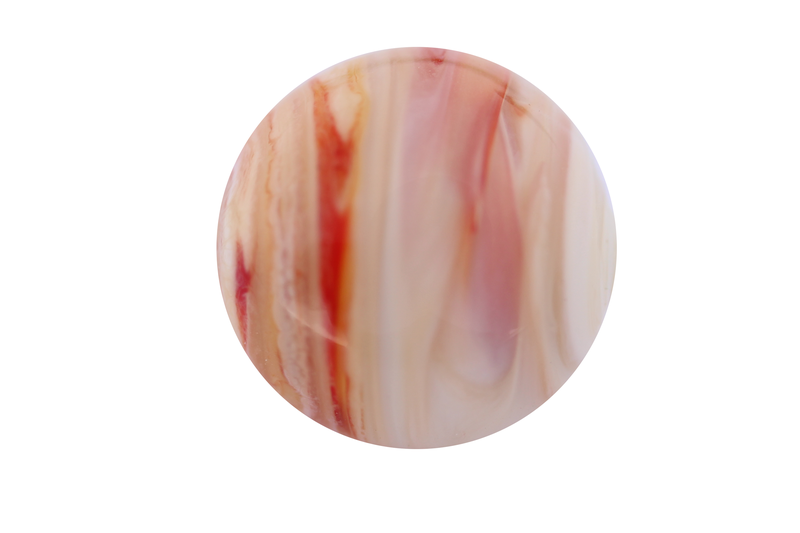 Perle en verre d'artisan -ronde - blanc crème - nuage de brun