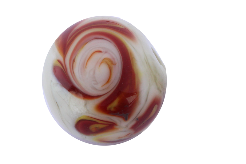 Perle en verre d'artisan -ronde - sable - spirale brune