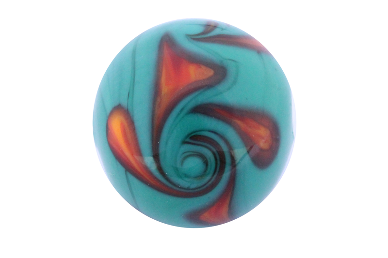 Perle en verre d'artisan -ronde - vert - torsade rouge