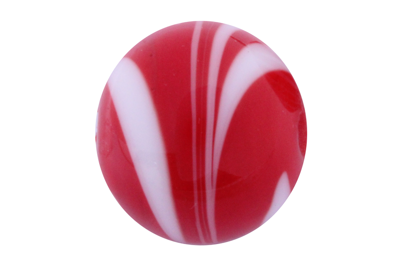 Perle en verre d'artisan -ronde - rouge - feuille blanche
