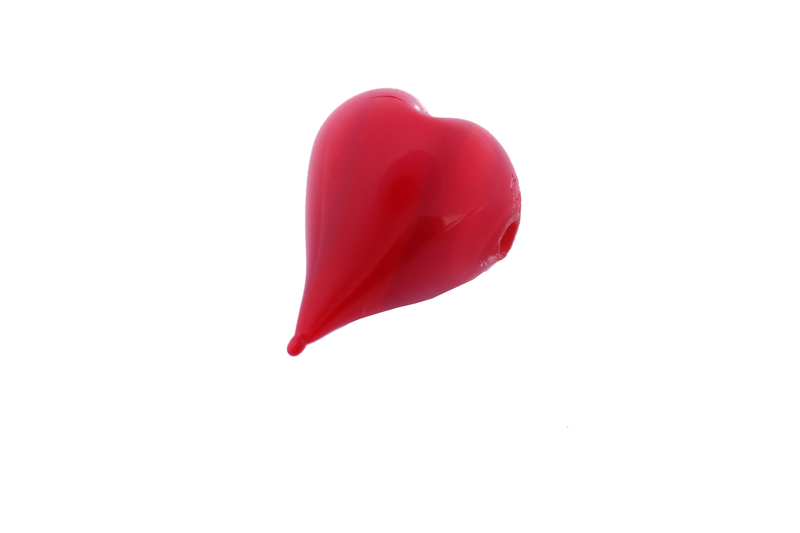 Perle en verre d'artisan - cœur - rouge