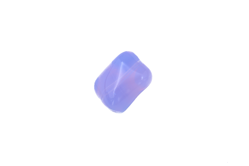Perle rectangulaire tordue - mauve opaque et transparent