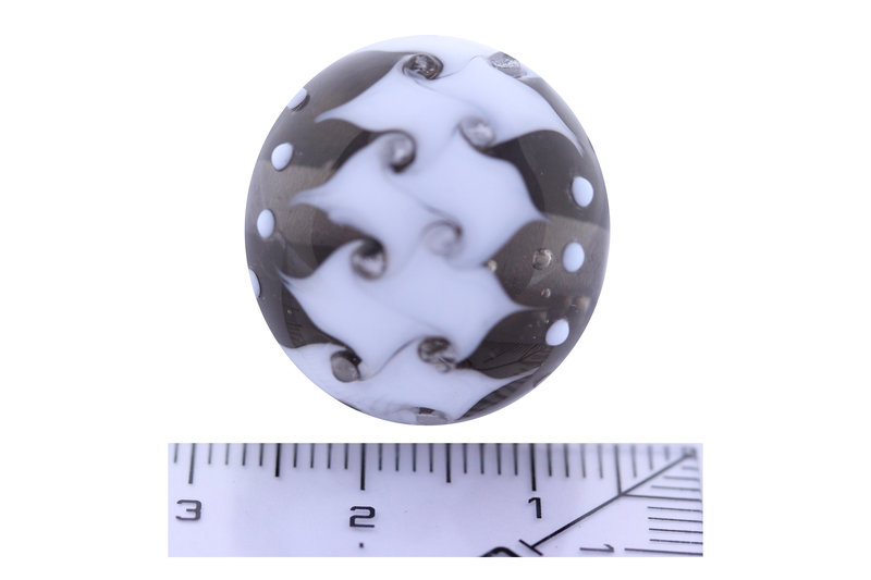 Perle en verre d'artisan - ronde - transparent / blanc