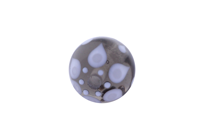 Perle en verre d'artisan - ronde - set de 5 perles - transparent / blanc