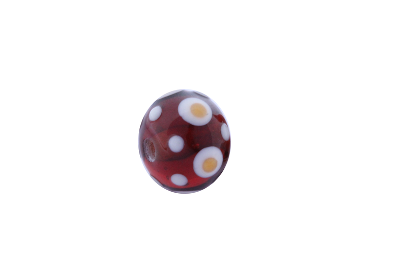 Perle en verre d'artisan - ronde - set de 2 perles - brun transparent / beige - jaune