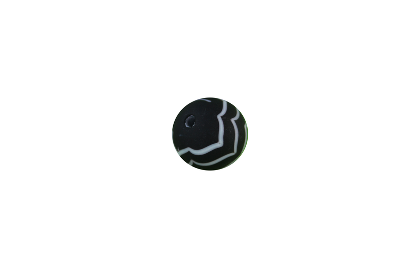 Perle en verre d'artisan - ronde - set de 5 perles - noir opaque et banc