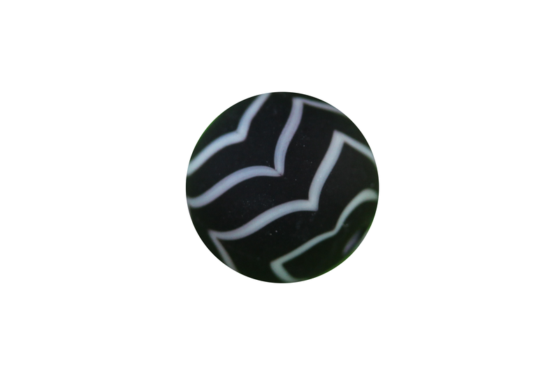 Perle en verre d'artisan - ronde - set de 5 perles - noir opaque et banc