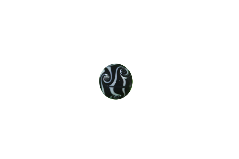 Perle en verre d'artisan - ronde - set de 2 perles - noir opaque et banc