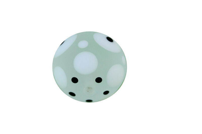 Perle en verre d'artisan - ronde - set de 4 perles - transparent blanc opaque / blanc -noir