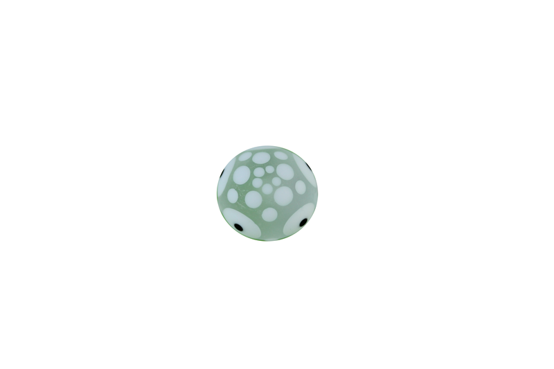 Perle en verre d'artisan - ronde - set de 4 perles - transparent blanc opaque / blanc -noir