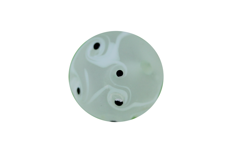 Perle en verre d'artisan - ronde - set de 4 perles - transparent blanc opaque / blanc -noir