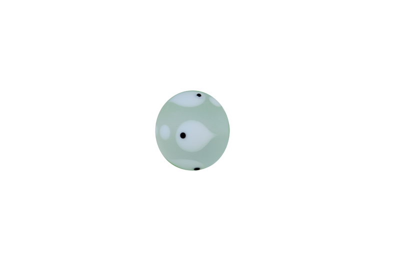 Perle en verre d'artisan - ronde - set de 3 perles - transparent blanc opaque / blanc -noir