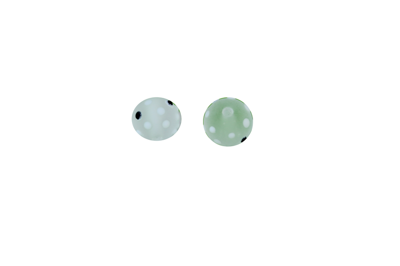 Perle en verre d'artisan - ronde - set de 2 perles - transparent blanc opaque / blanc -noir