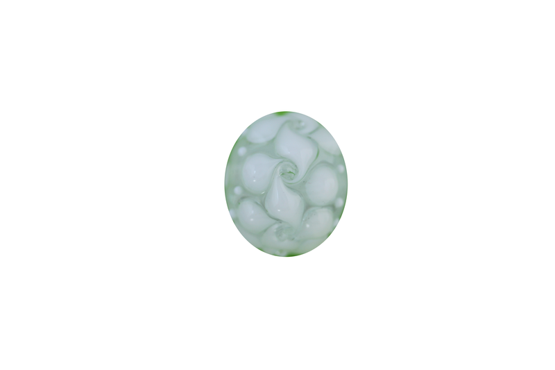 Perle en verre d'artisan - ronde - transparent / blanc