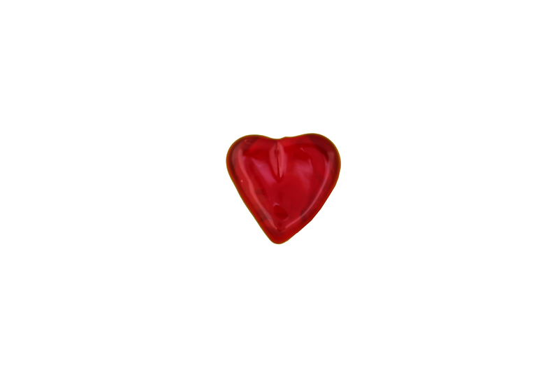 Perle en verre d'artisan - coeur - rouge