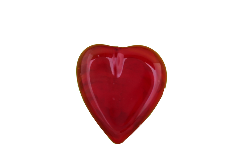 Perle en verre d'artisan - coeur - rouge