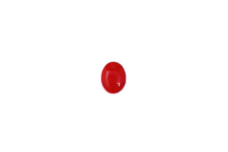Perle en verre ovale plate 1 trou - corail x 10