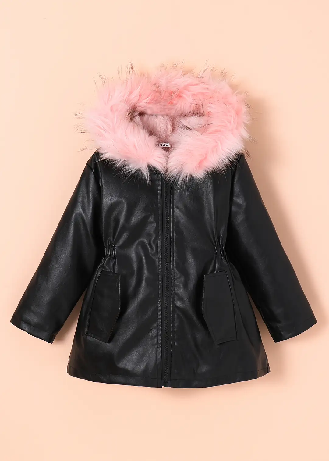 Fur Applique Hooded Coat