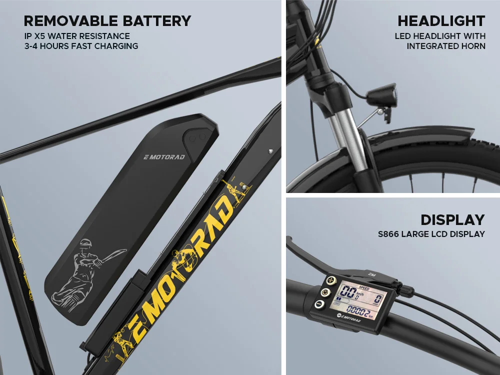 EMotorad Legend 07_27.5_black_inches Single Speed Lithium-ion (Li-ion) Electric Cycle view 2