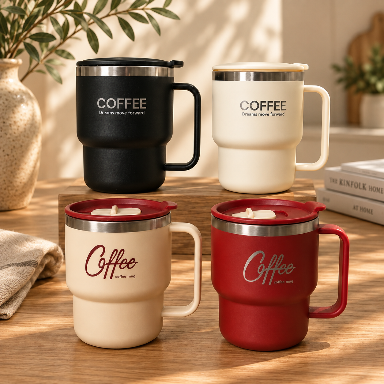 Taza de Acero Inoxidable con Tapa
