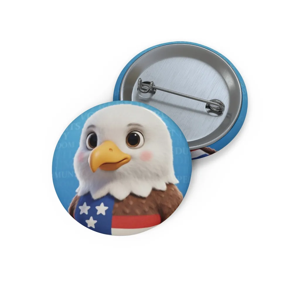 Patriotic Eagle Pin Button | Cute Bald Eagle Pin