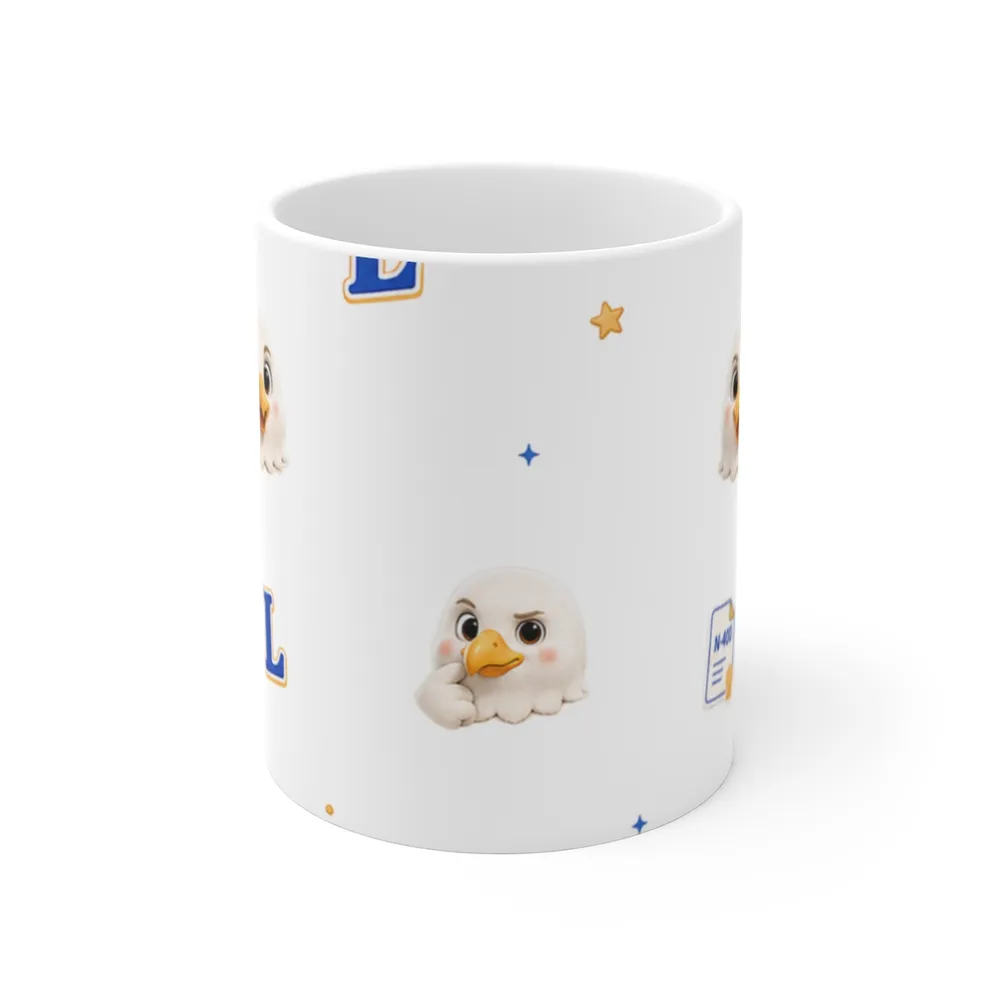 Cute Eagle Head Pattern Mug | Letter L Initial, Stars Coffee Cup