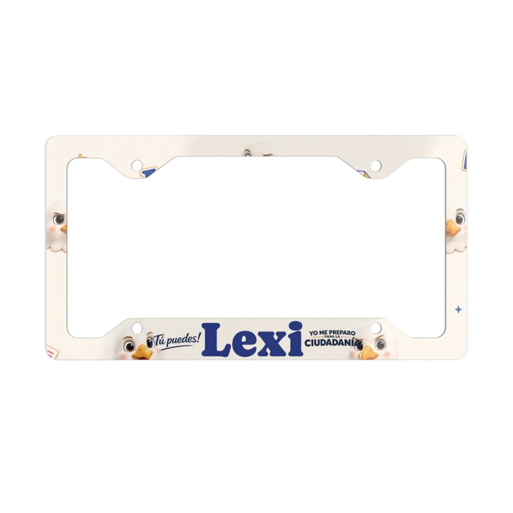 Cute Baby Chick Pattern Metal License Plate Frame | Personalized Name Lexi