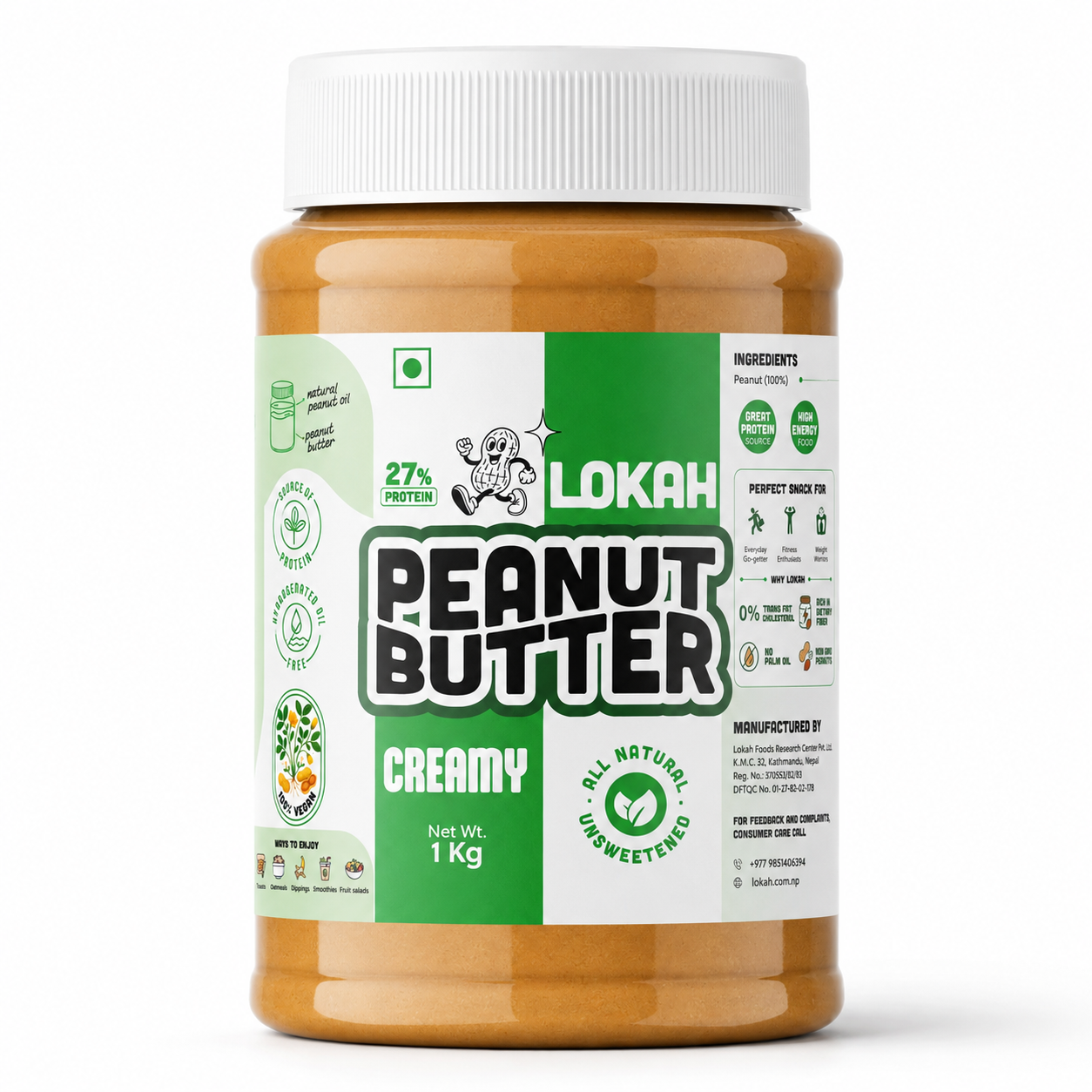 All Natural Peanut Butter - Creamy — 1kg