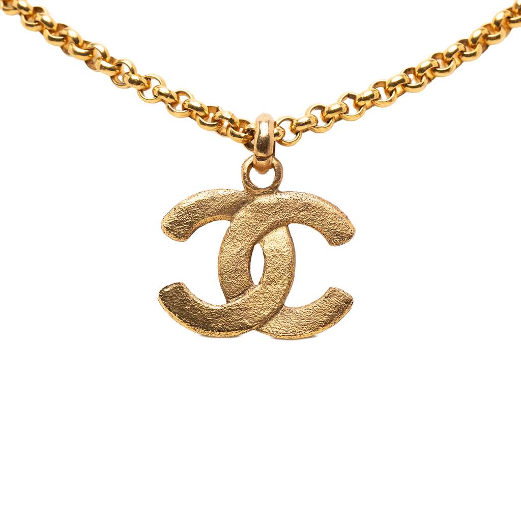 Chanel Gold Plated CC Pendant Necklace