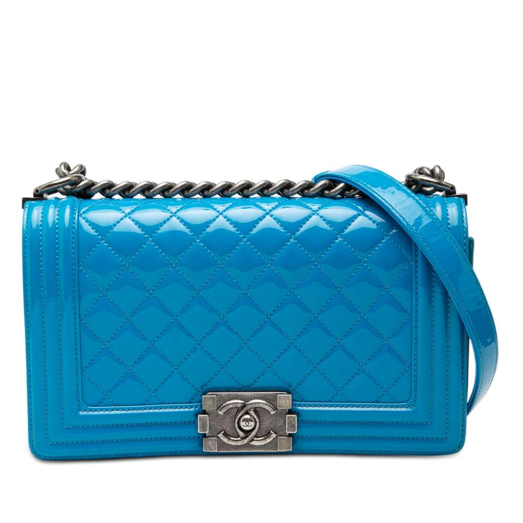 Chanel Old Medium Quilted Patent Boy Flap