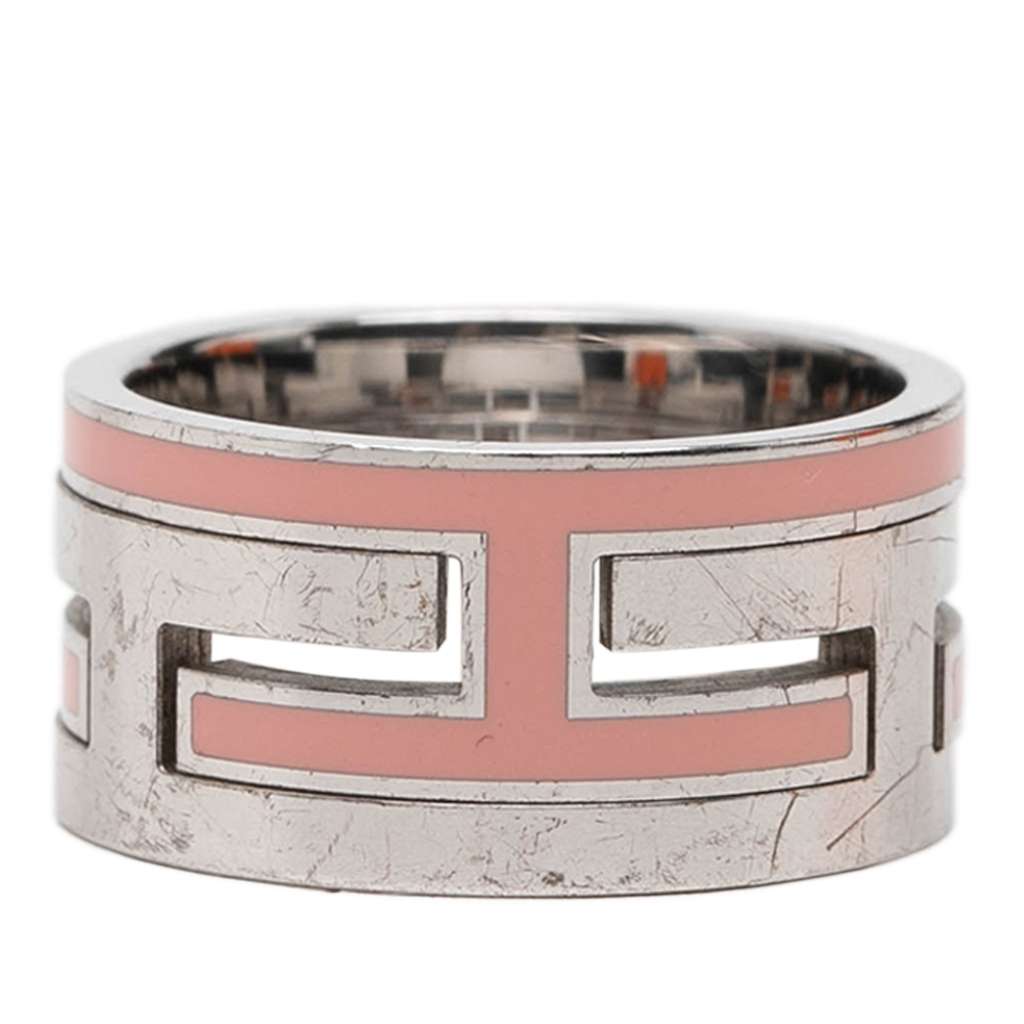 Hermès Sterling Silver Enamel Move H Ring