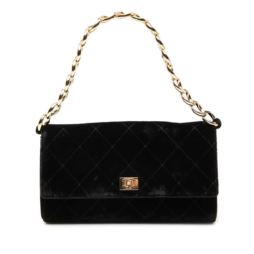 Chanel CC Quilted Velvet Chain Shoulder Bag