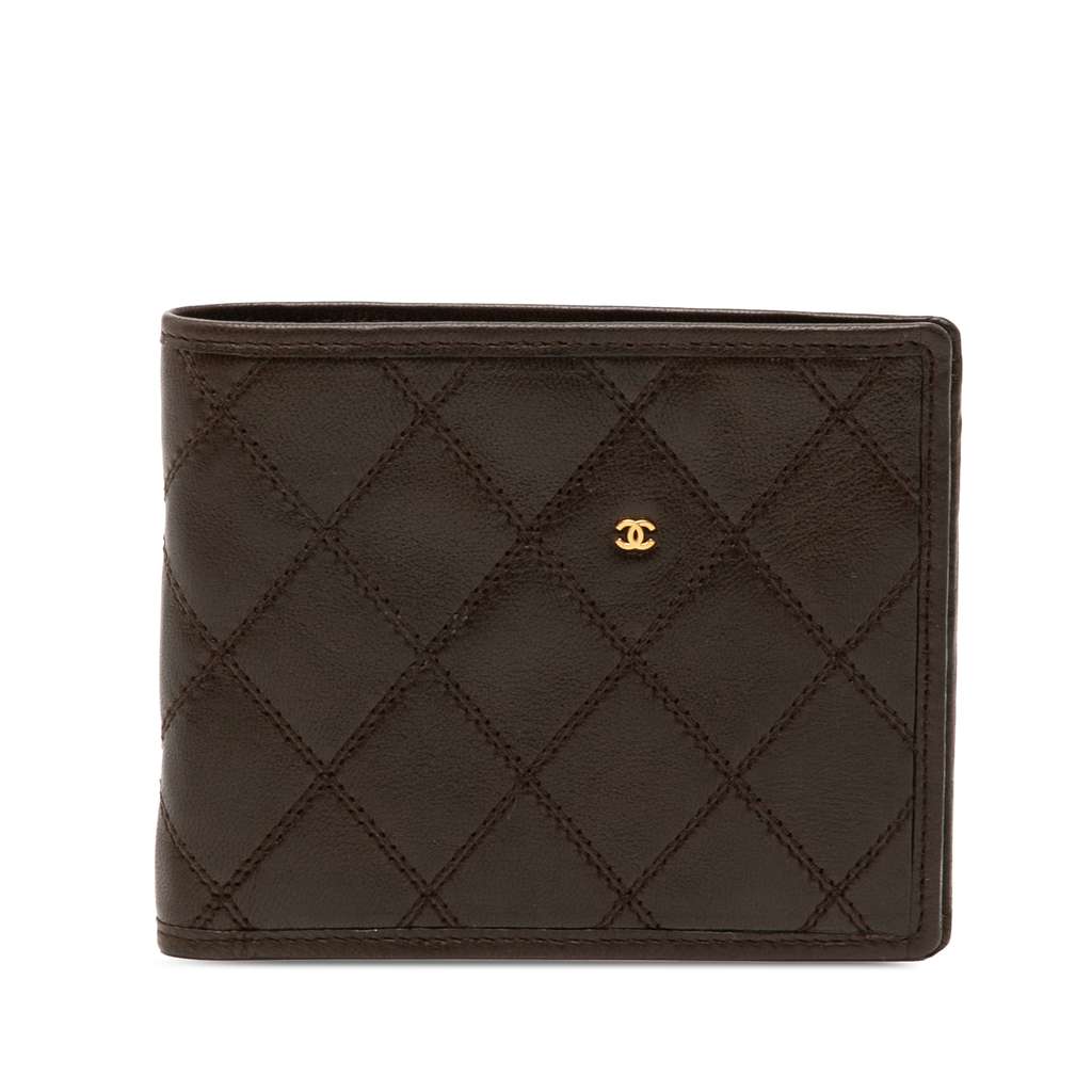 Chanel CC Double Stitched Lambskin Bifold Small Wallet